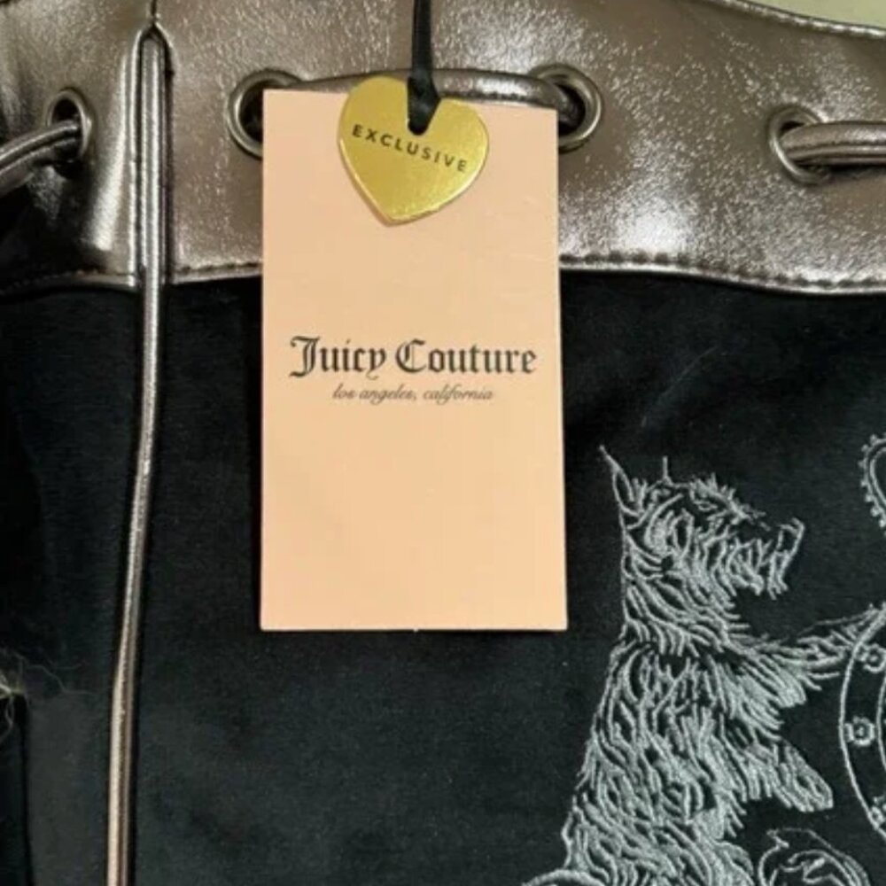Juicy Couture Classic Scottie Dogs Tote Handbag Licorice Black Silver NWT - Picture 7 of 8